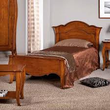 Testiere letto, armadi e guardaroba, cassettiere e comodini: Letto Singolo 1 Piazza In Legno Massiccio Di Pioppo Arte Povera Noce Scuro Art 135 Sagomato