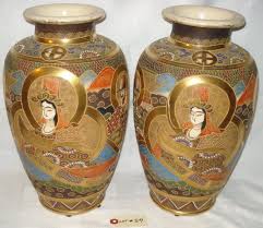 Pair Imperial Satsuma Vases 1930 Lot 57 Hand Painted Ceramics Satsuma Vase Vase