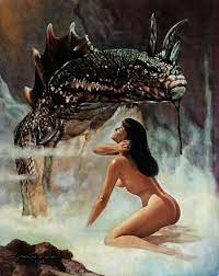 Heavy Metal (Betty Page Sci-Fi Nude) Back Cover Painting (Large Art) 1992  Comic Art For Sale By Artist Marcus Boas at Romitaman.com