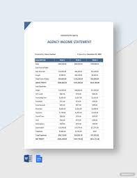Agency Income Statement Template Google Docs Word Template Net Statement Template Income Statement Advertising Agency