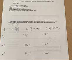 Learn to determine if hcn is polar or nonpolar based on the lewis structure and the molecular geometry (shape).we start with the lewis structure and then. Solved 1 Determine The Electron Geometry Eg Molecular Chegg Com