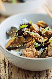 Miso Pork And Eggplant Stir Fry Over Steamed Rice Simple And Easy Weeknight Meal Miso Stirfr Japanese Eggplant Recipes Asian Pork Recipes Pork Loin Recipes
