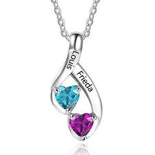 Love Jewelry Personalized 2 Heart Created Birthstone Mothers Pendant Necklace With 2 Names Family Pendants For Mother Ne101989 From Hughdeal4less Diamond Cross Necklaces Birthstone Necklace White Diamond Necklace