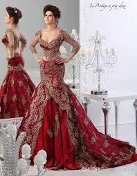 New Luxury Red Satin Mermaid Wedding Dress Gold Lace Applique Bridal Formal G Vestido Vermelho Para Casamento Vestido De Noiva De Duas Pecas Vestidos De Sereia