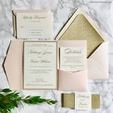Blush And Gold Glitter Pocket Wedding Invitations With Glitter Belly Band Blush Wedding Invitation With Glitter Gold And Blush Invitations Hochzeitseinladung Karte Hochzeit Einladungen