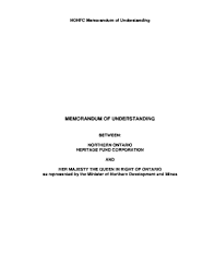 Funding was allocated as outlined below: Fillable Online Memorandum Of Understanding Northern Ontario Heritage Fund Fax Email Print Pdffiller