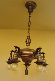 Vintage Lighting Antique 1920s Brass Pan Chandelier Exquisite Pendant Lights Chandeliers Brass Light Fixture Vintage Lighting