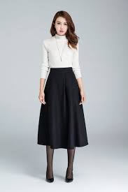 Black A Line Midi Skirt Midi Wool Skirt A Line Skirt Wool Skirt Woman Skirt Black Etsy Wool Skirts Handmade Skirts Skirt Design