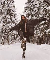 Cute Winter Outfit Puffer Jacket And All Snow Photoshoot Winter Photography Winter Photoshoot