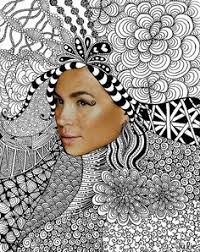Image result for magazine face zentangle art