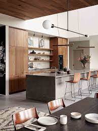 A modern, wood dining table can impart a classic, more organic touch to an otherwise contemporary room, and serve as a beautiful, modern kitchen table. Small Nail Spa Salon Interior Design Minimalist Kitchen Design Interior Design Kitchen Modern Kitchen Design