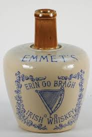 A Stoneware Whisky Jug 155mm Tall Blue Print Emmets Erin Go Bragh Irish Whiskey Irish Harp Tm Irish Whiskey Whisky Whiskey
