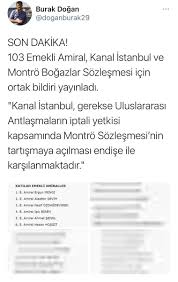 103 emekli amiralin, montrö boğazlar sözleşmesi üzerinden milli iradeyi hedef alan bildirisi hem siyasetten hem de toplumdan büyük tepkilere neden oldu. Vrllqm2kbcv3 M