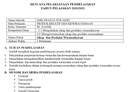 Rpp dibesarkan dari silabus buat memusatkan aktivitas pendidikan partisipan didik. Rpp Produk Kreatif Dan Kewirausahaan Tp 2020 2021 Anugerah Dino