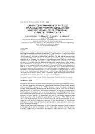 Pdf Laboratory Evaluation Of Bacillus Thuringiensis Vectobac Wdg Against Mosquito Larvae Culex Pipiens And Culiseta Longiareolata
