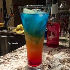The Barbados Surprise 1 2 Oz 15m Grenadine 2 Oz 60ml Orange Juice 1 Oz 30ml Blue Curacao 3 4 Oz 2 Tipsy Bartender Starbucks Drinks Recipes Bartender