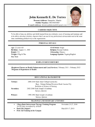 Nursing resume free template download. Cv Nurse Ph Kenneth Nursing Philippines