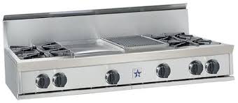 We stock rangetops by wolf to meet your needs. Bluestar Rgtnb484gcbss 48 Inch Pro Style Gas Rangetop With 22 000 Btu Ultranova Open Burner Electronic Reignition System Removable Drip Trays And Heavy Duty Control Knobs 4 Burners 12 In Charbroiler And 12 In Griddle