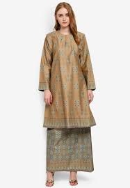 Baju Kurung Pahang Hawa Cotton Satin Songket Print Butik Sireh Pinang Model Pakaian Gaya Busana Model Baju Wanita