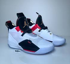 Jordan Retro 12 Black White And Gold Nike Air Jordan Retro Xxxiii 33 Future Of Flight White Gold Black Red Aq8830 100 Air Jordans Vintage Sneakers Nike Air Jordan Retro