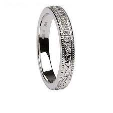 Narrow Diamond Claddagh Wedding Ring Claddagh Ring Wedding Celtic Wedding Rings Claddagh Wedding