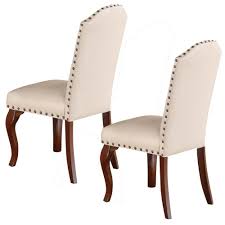 Benjara Commendable Cream Rubber Wood Faux Leather Dining Chair Set Of 2 Ivory Faux Leather Dining Chairs Leather Dining Chairs Upholstered Side Chair