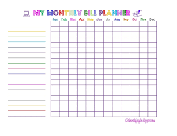 free printable monthly bill chart template calendar printable