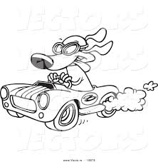 More 100 coloring pages from сoloring pages for boys category. Vector Of A Cartoon Dog Racing A Hot Rod Outlined Coloring Page By Toonaday 18878