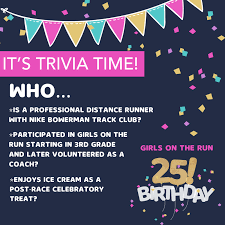Trivia is definitely not just a game reserved for adults—kids love it too, and it's an excellent way to test their knowledge and boost their . Girls On The Run International It S Trivia Time Who Is A Professional Distance Runner With Nike Bowerman Track Club Participated In Girls On The Run Starting In 3rd Grade