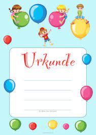 Oft bekommen die kinder zu viele aufgaben oder finden keine. Kinder Urkunde Kinder Mit Ballons Pdf Vorlage Zum Ausdrucken
