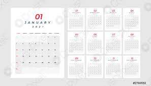 Ce sont les numéros de semaine qui figureront dans le calendrier annuel 2021. Calendrier 2021 12 Mois En Propre Minimum Table Simple Calendrier Vecteur Stock Crushpixel