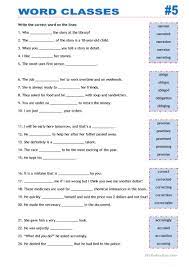 word classes 5 english esl worksheets for distance learning and physical classrooms