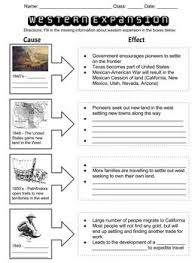 Western Expansion Cause Effect Chart Social Studies