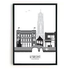 Poster Utrecht Zwart Wit Grijs Mevrouwemmer Nl Skyline Poster Poster Zwart Wit Wit Kunst