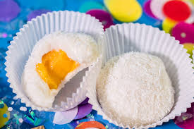 Mango Daifuku Mochi With Coconut Milk Kiyafries Recipe Mochi Recipe Mochi Cake Cake Servings