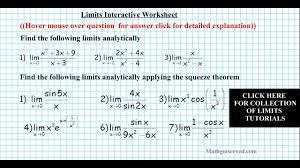 21 calculus worksheet templates are collected for any of your needs. Limits Practice Worksheet Doc Pdf Analytically Squeeze Theorem Ap Calculus Youtube