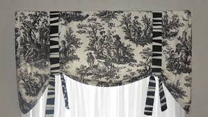 Black And Cream Toile Curtains Window Valance Black And Cream Toile Tie Up Valance Authentic Waverly Screen Print Country Life Tie Up Valance Window Valance Valance
