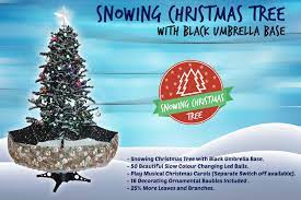 It includes music, red and gold ball ornaments, lights, and. Snowing Christmas Trees Musical Cascading Falling Snow Tree Black Umbrella Base 1 7 Meter