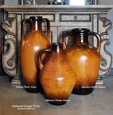 Tuscan Floor Vases In Antiqued Orange New Shapes New Finish Accents Of Salado Floor Vase Decor Vases Decor Spanish Home Decor