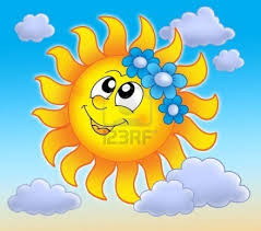 Smiling Sun With Flowers On Blue Sky Color Illustration Trippy Painting Sky Color Smiley