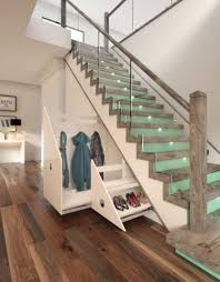 Duck Egg Coloured Risers With Led Tread Lighting Make This Space Saving Staircase Stand Out Rangement Sous Escalier Meuble Sous Escalier Amenagement Escalier