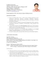 It requires that the commissioning engineer in conjunction with the designer determines the necessary tests and acceptable results. Cv Mep Hvac Inspector Engineer Froilan Ramos Balanao Doc Document