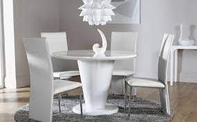 Paris White High Gloss Round Dining Table And 4 Chairs Set Athens White White Gloss Dining Table Round Dining Room Table Round Dining Room