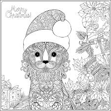 Christmas cat with gifts - Christmas Coloring Pages for adults