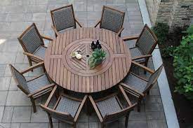 Glass lazy susan suitable for indoor or outdoor dining tables that are 1500mm round and above. Large Round Eucalyptus Wood 63 Lazy Susan Dining Table Wooden Garden Table Outdoor Patio Decor Garden Table