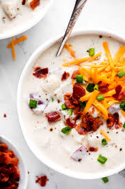 I love how this leek soup can be couch food or an. Creamy Potato Soup Garnish Glaze