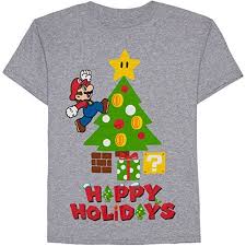 Nintendo Boys Super Mario Christmas Tree Holiday Tee Tshirt Xs 45 You Can Get More Details By Click Silhouette Christmas Christmas Shirts Christmas Holidays
