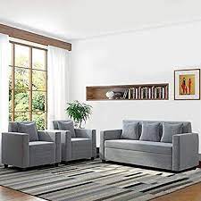 Furny Lexas Fabric 5 Seater 311 Sofa Set Light Grey Furny Sofa Set Living Room Sofa Design Sofa Bed Design