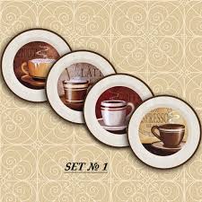 Wall Decor 4 Plates Set Coffee Break Home Decor By Paperplateart Tea Decor Coffee Wall Decor Coffee Decor