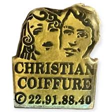 Christian Coiffure Rare 22.91.88.40 Gold Tone Lapel Hat Tie Advertising Pin 